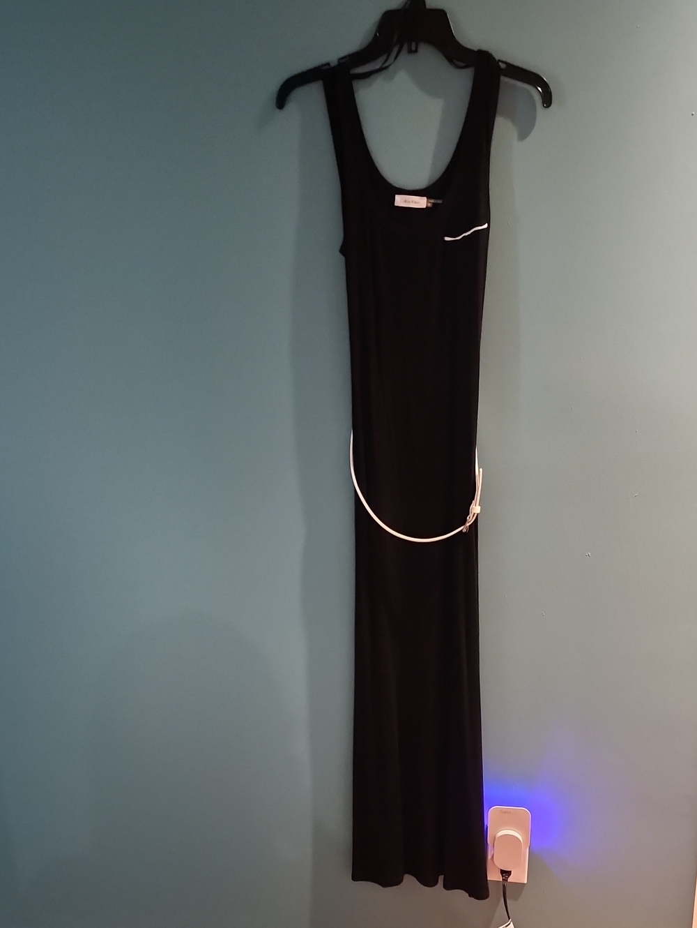 Calvin Klein Black Maxi Dress with White Trim